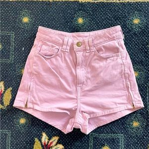 AMERICAN APPAREL high waisted side zip twill stretch shorts lavender purple